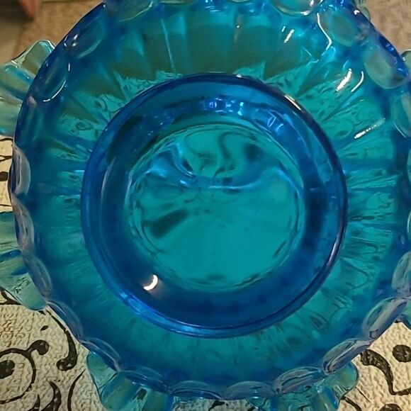 Fenton Blue Glass Basket - Picture 6 of 6